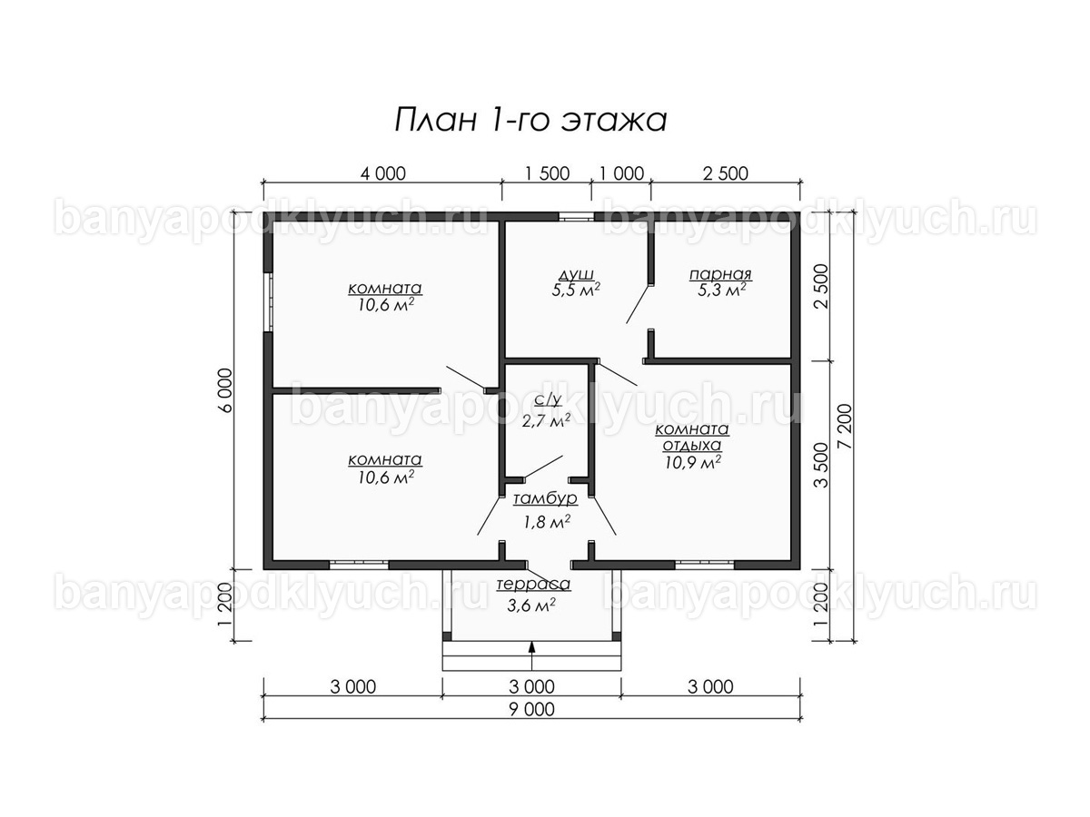 Баня из бруса 9x6 м Баня из бруса 9x6 м