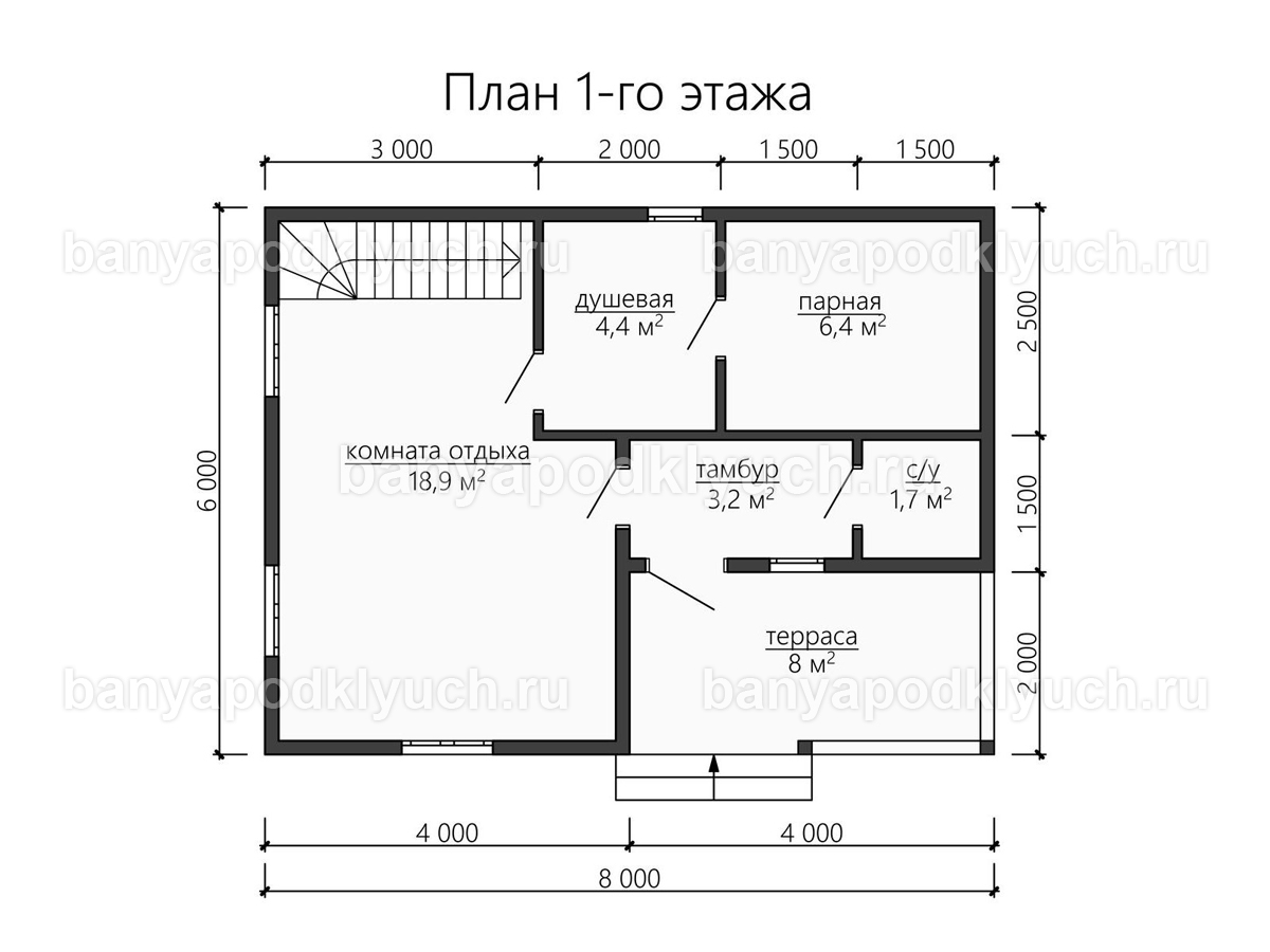 Баня из бруса 8x6 м Баня из бруса 8x6 м